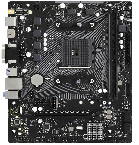 Материнская плата Asrock A520M-HVS Soc-AM4 AMD A520 2xDDR4 mATX AC`97 8ch(7.1) GbLAN RAID+VGA+HDMI