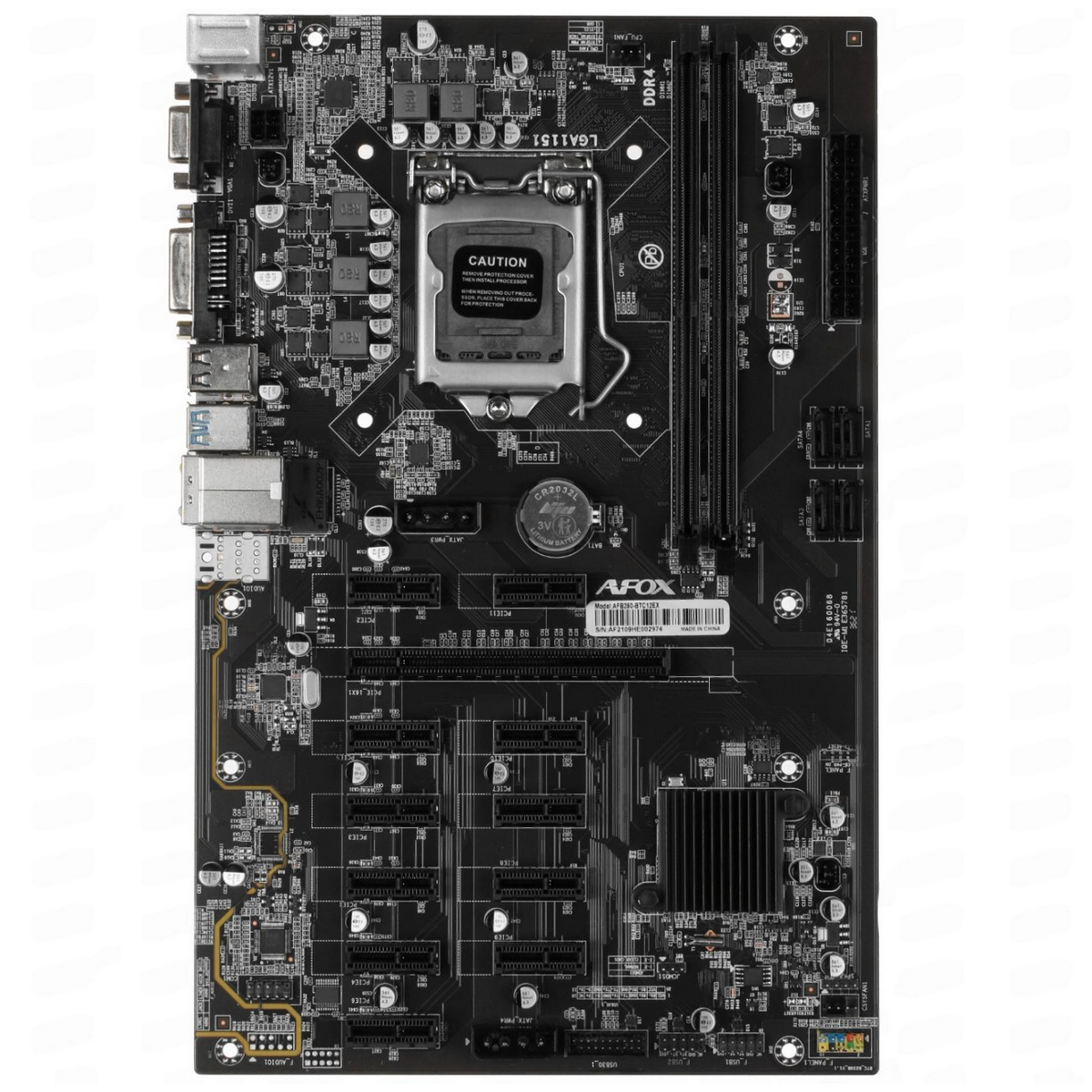 Материнская плата Afox AFB250-BTC12EX RTL LGA1151 ATX 2xDDR4 PCIEx16 11xPCIEx1 DVI VGA (783767)