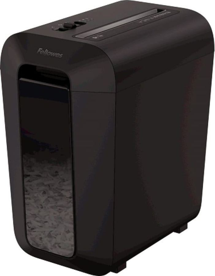 Шредер Fellowes PowerShred LX65 черный (секр.P-4) фрагменты 10лист. 22лтр. скрепки скобы пл.карты
