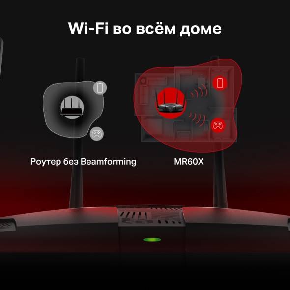 Роутер беспроводной Mercusys MR60X AX1500 10/100/1000BASE-TX черный
