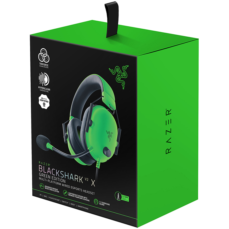 Наушники с микрофоном Razer Blackshark V2 X зеленый 1.3м мониторные оголовье (RZ04-03240600-R3M1)