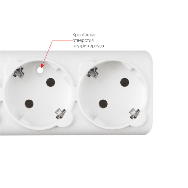 Фильтр-удлинитель Power Cube 5,0 м 6 розеток с заземлением (белый) 16А/3,5кВт/ Surge protector Power