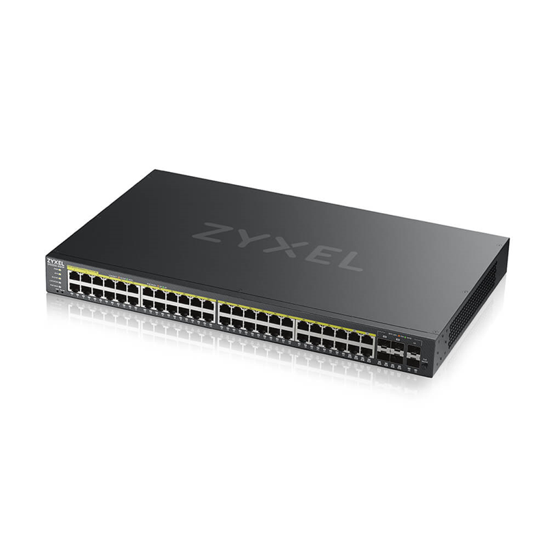 Коммутатор Zyxel GS2220-50HP-EU0101F (L2) 44x1Гбит/с 4xКомбо(1000BASE-T/SFP) 2SFP 48PoE+ 375W управл