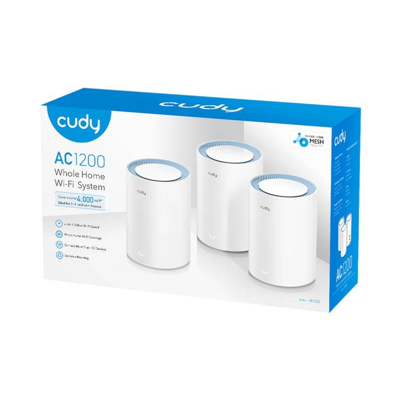 Бесшовный Mesh роутер Cudy M1200 (M1200(3-PACK)) AC1200 10/100BASE-TX белый (упак.:3шт)