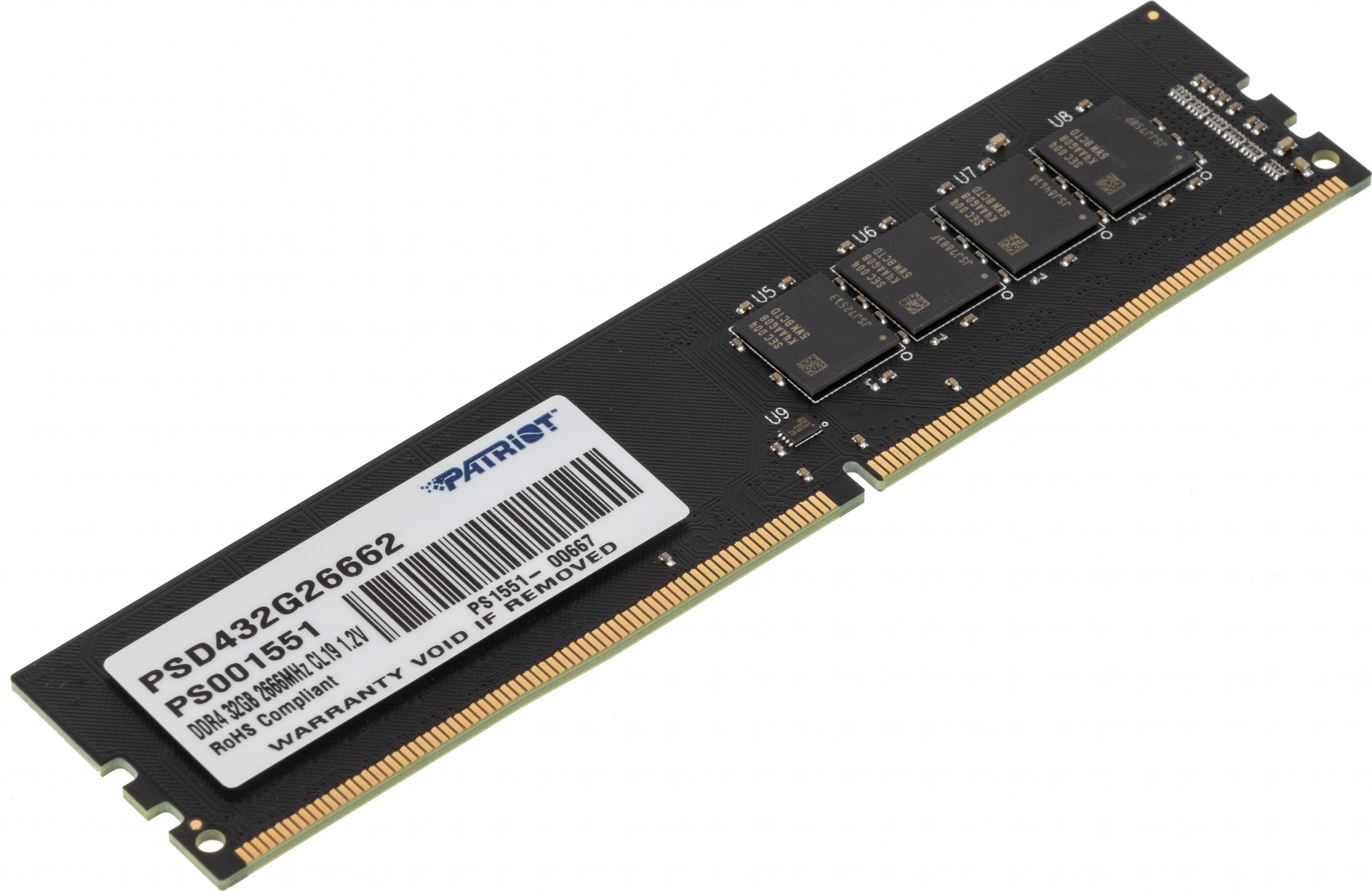 Память DDR4 32Gb 2666MHz Patriot PSD432G26662 Signature RTL PC4-21300 CL19 DIMM 288-pin 1.2В dual ra