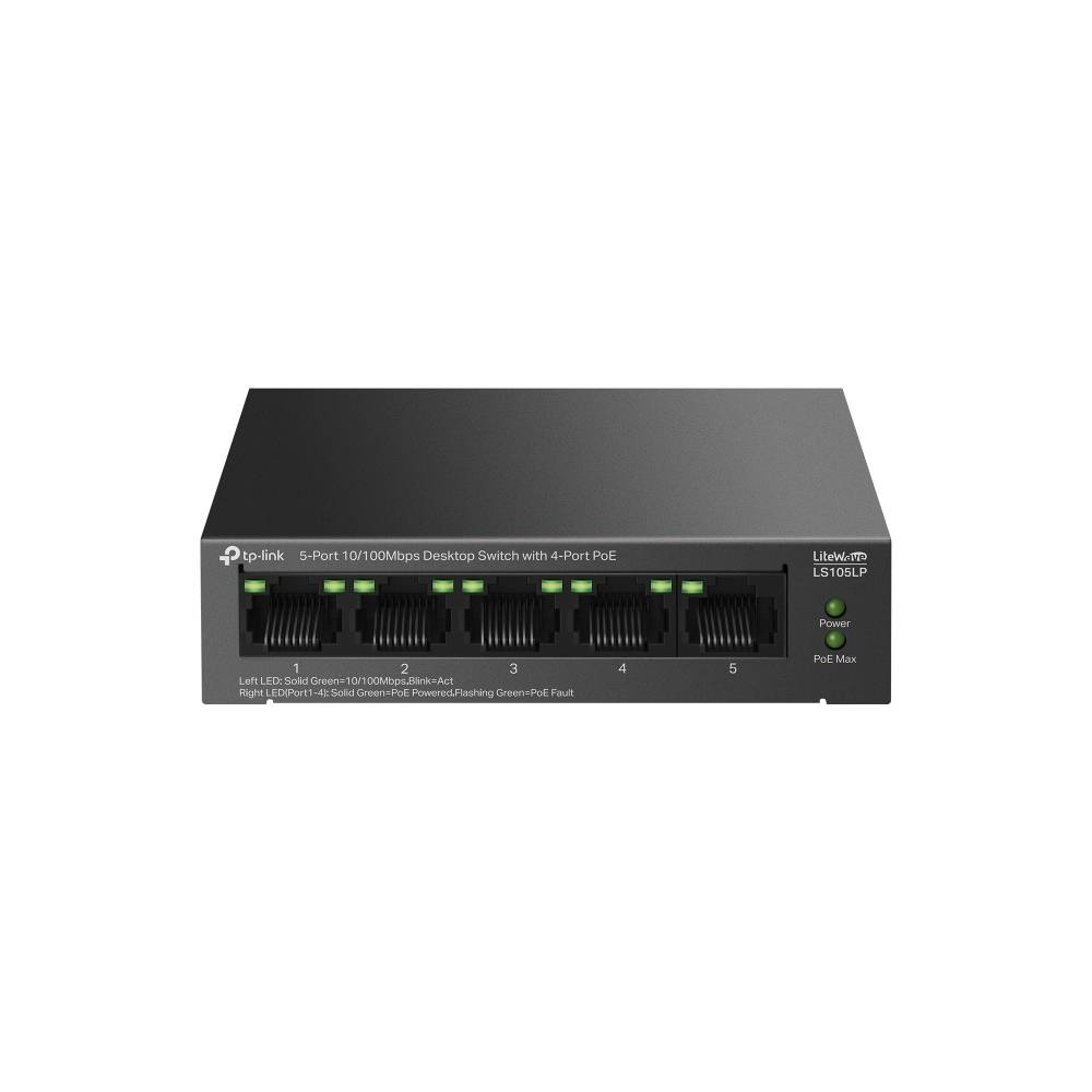 Коммутатор TP-Link LS105LP (L2) 5x100Мбит/с 4PoE 41W неуправляемый