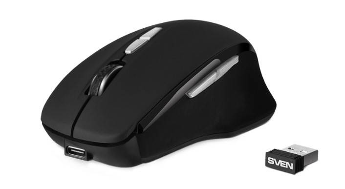 SVEN Мышь беспроводная RX-590SW чрн. (бесш. кл., Bluetooth, 2,4GHz, 6+1кл., ST, 800-1600DPI, блист.)