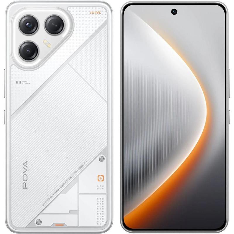 Смартфон Tecno Pova 7 Ultra 5G 256Gb 8Gb белый моноблок 3G 4G 2Sim 6.67" 1260x2800 Android 15 108Mpi
