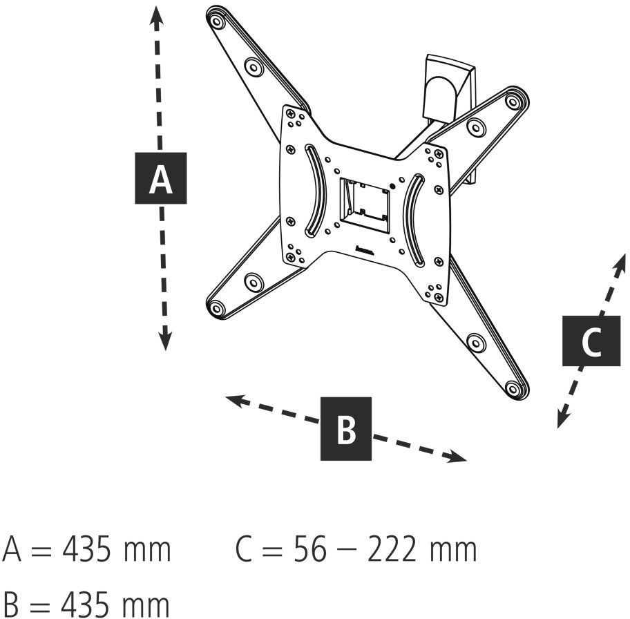 Кронштейн для телевизора Hama 00220823 черный 32"-65" макс.20кг настенный поворот и наклон