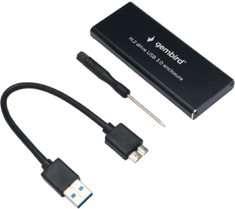 Gembird EEM2-SATA-1 Внешний корпус USB 3.0 для M2 SATA порт MicroB, металл, черный