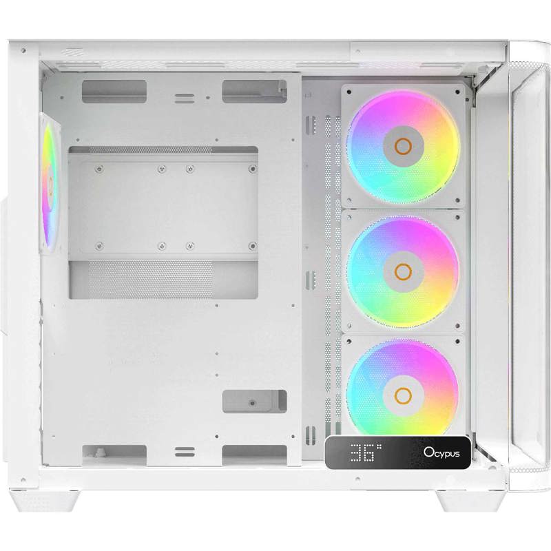 Корпус Ocypus Iota C70 Curve WH ARGB, Midi-Tower, TG, 4x120mm ARGB, 2xUSB-A 3.0 + 1xUSB-C 3.1, ATX, 
