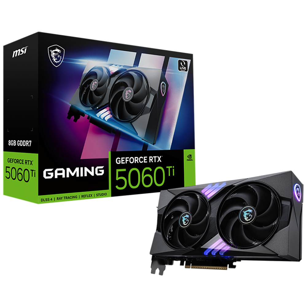 Видеокарта MSI PCI-E 5.0 RTX 5060 TI 8G GAMING NVIDIA GeForce RTX 5060TI 8Gb 128bit GDDR7 2572/28000
