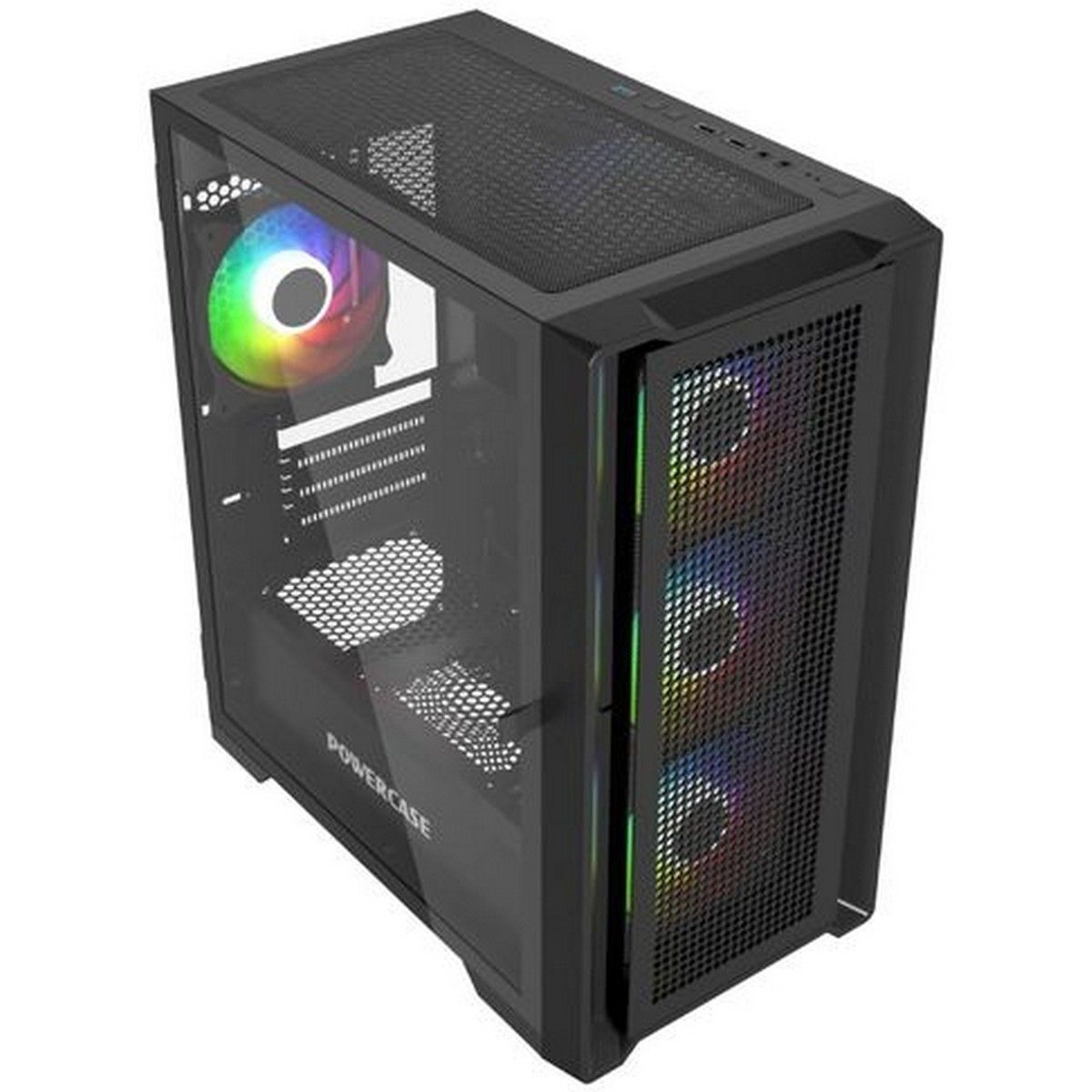 Корпус Powercase Alisio Micro X4B V2, Tempered Glass, 4х 120mm ARGB fans, ARGB HUB, чёрный, mATX (CA