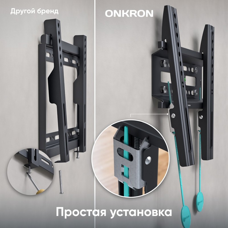 Кронштейн для телевизора Onkron FM1 черный 17"-43" макс.30кг настенный фиксированный