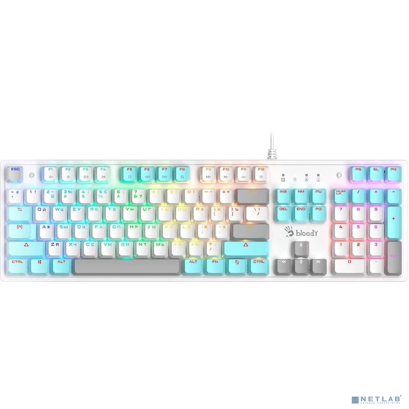 Клавиатура A4Tech Bloody S510N механическая белый USB for gamer LED (S510N (ICY WHITE ))