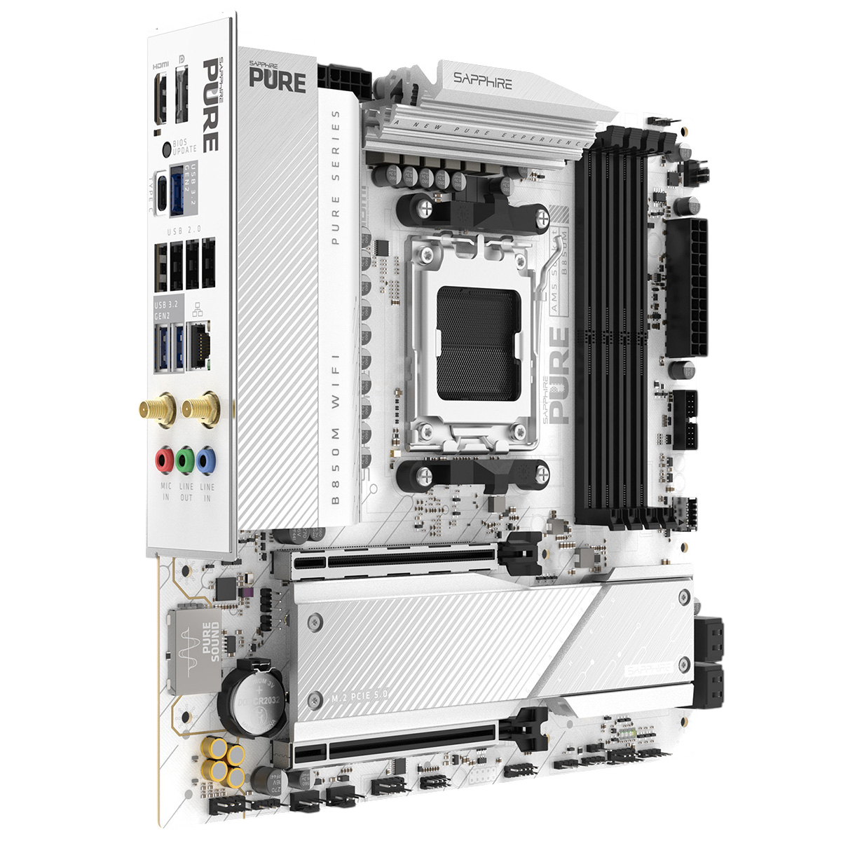 Материнская плата Sapphire B850M PURE WIFI B850, AM5, 4*DDR5, 2*PCIEx16, 2*M.2, 2*TypeC, 3*USB3.2Gen