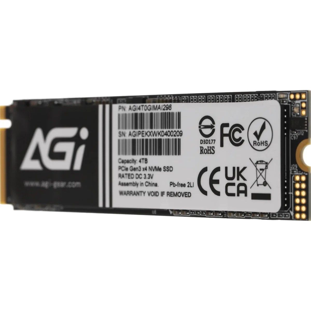 Твердотельный накопитель SSD AGI AI298 M.2 PCIe 4TB RETAIL-Color Box