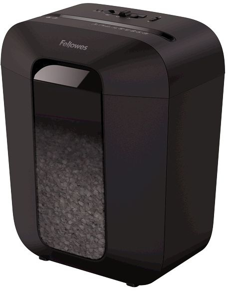Шредер Fellowes PowerShred LX50 черный (секр.P-4) фрагменты 9лист. 17лтр. скрепки скобы пл.карты