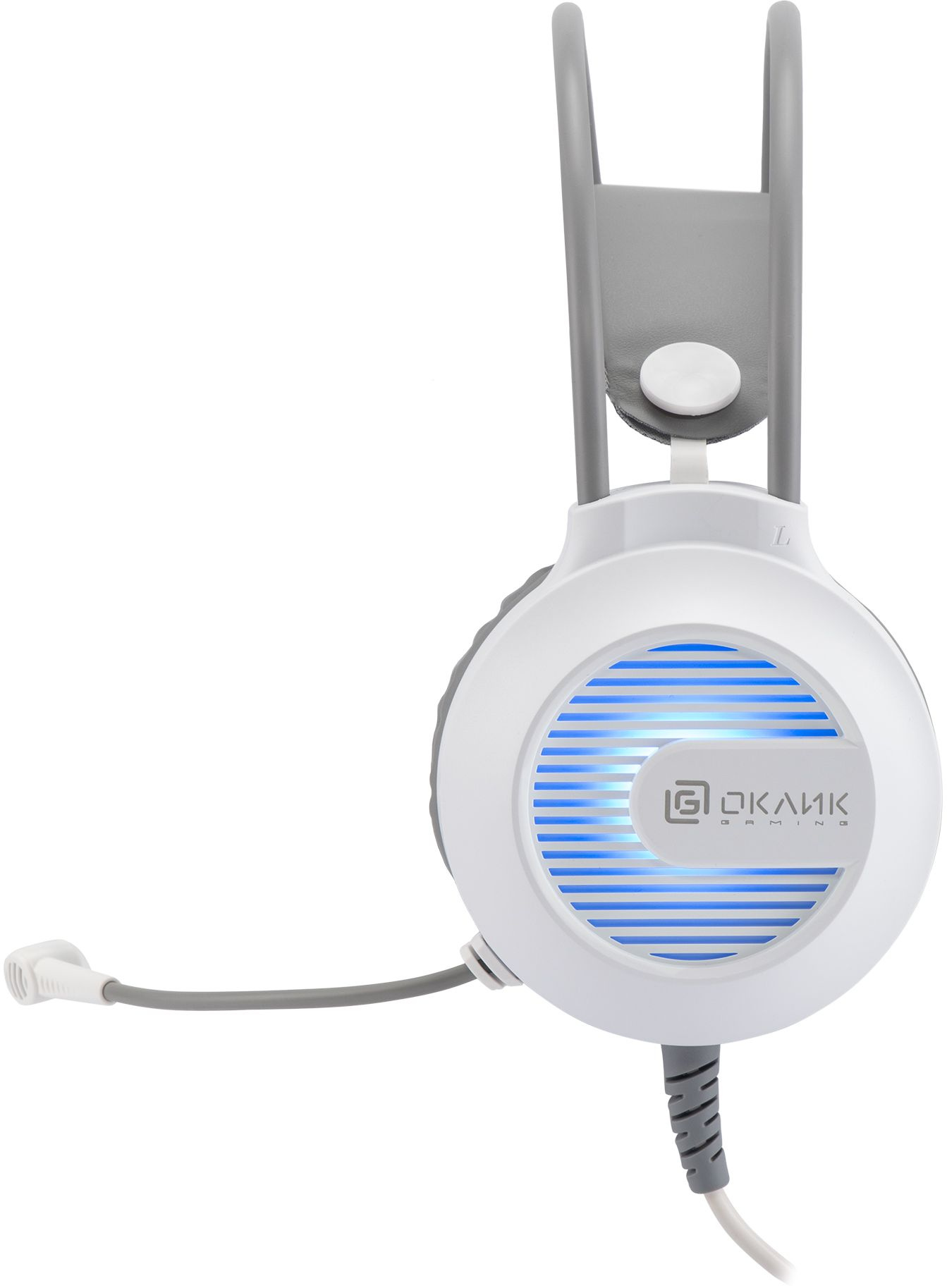Наушники с микрофоном Оклик HS-L300G белый 2.2м мониторные оголовье (1796952)