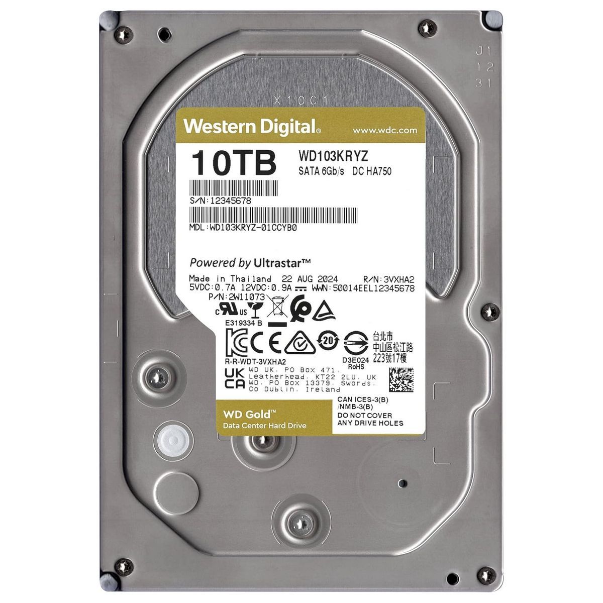 Жесткий диск WD SATA-III 10TB WD103KRYZ Gold 512E (7200rpm) 512Mb 3.5"