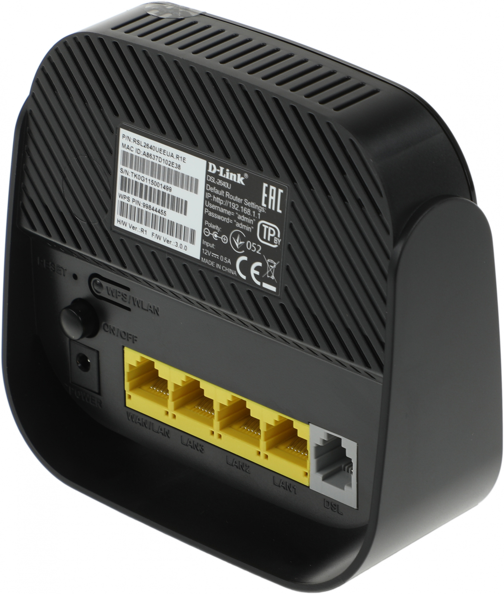 Роутер беспроводной D-Link DSL-2640U/R1A N150 ADSL черный