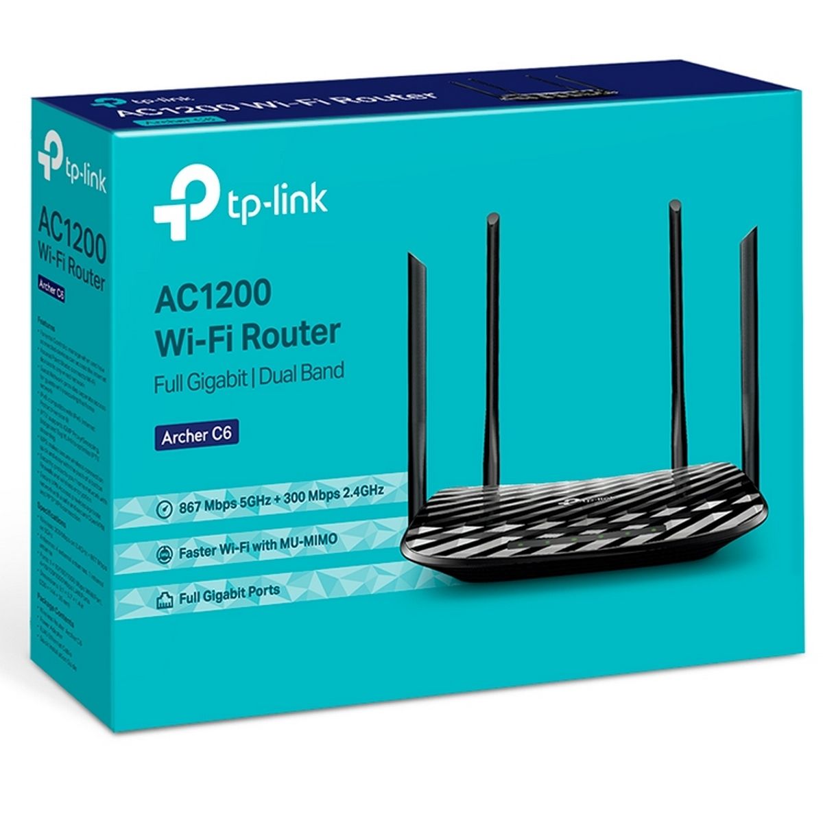 Роутер беспроводной TP-Link ARCHER C6 AC1200 10/100/1000BASE-TX черный