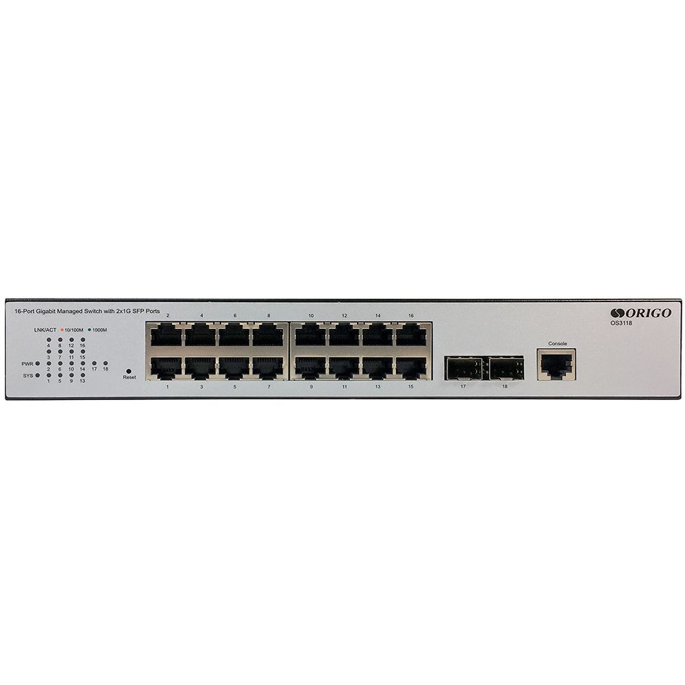 Коммутатор Origo OS3118 OS3118/A2A (L2) 16x1Гбит/с 2SFP управляемый
