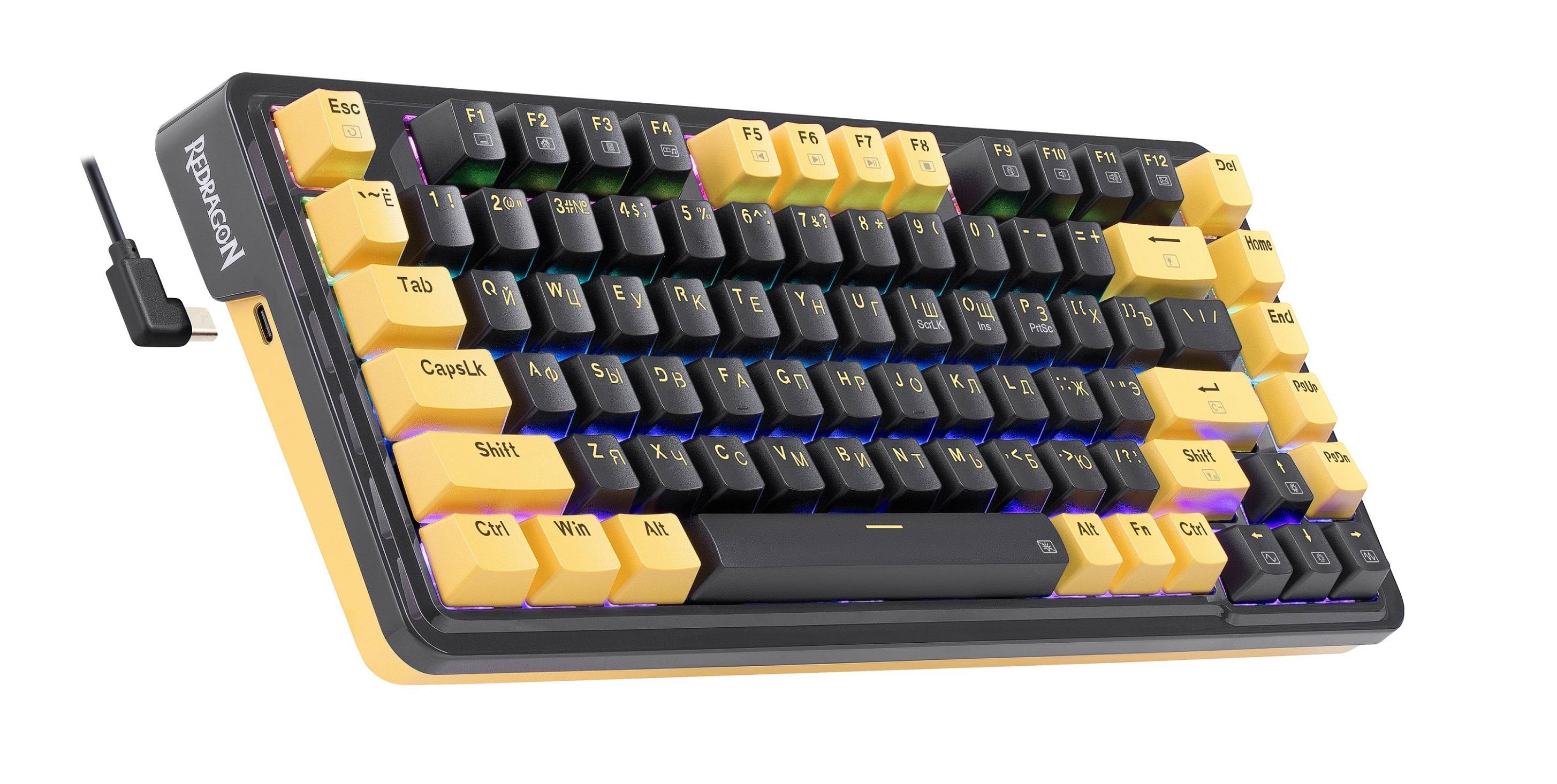 Redragon Механическая клавиатура Elf RU,RGB,фиолет-желтый,гаскет