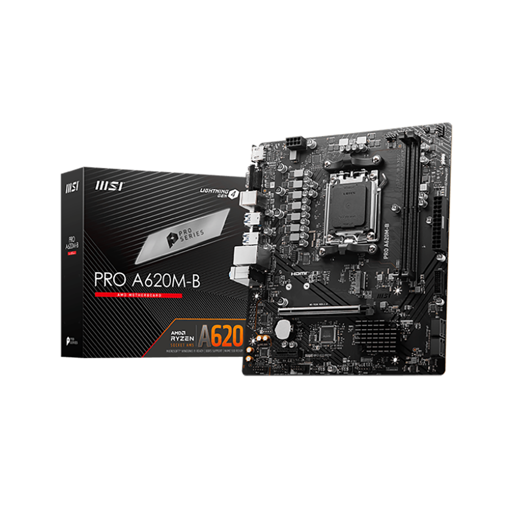 Материнская плата MSI PRO A620M-B Socket AM5 AMD A620 2xDDR5 mATX AC`97 8ch(7.1) 2.5Gg RAID+VGA+HDMI