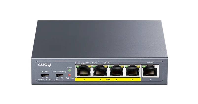 Коммутатор CUDY  GS105P  5-Port Gigabit PoE+ Switch 36W