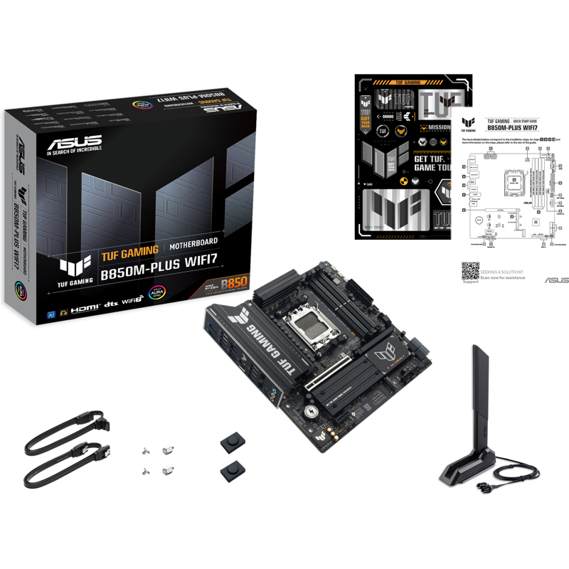 Материнская плата Asus TUF GAMING B850M-PLUS WIFI7 Socket AM5 AMD B850 4xDDR5 mATX AC`97 8ch(7.1) 2.