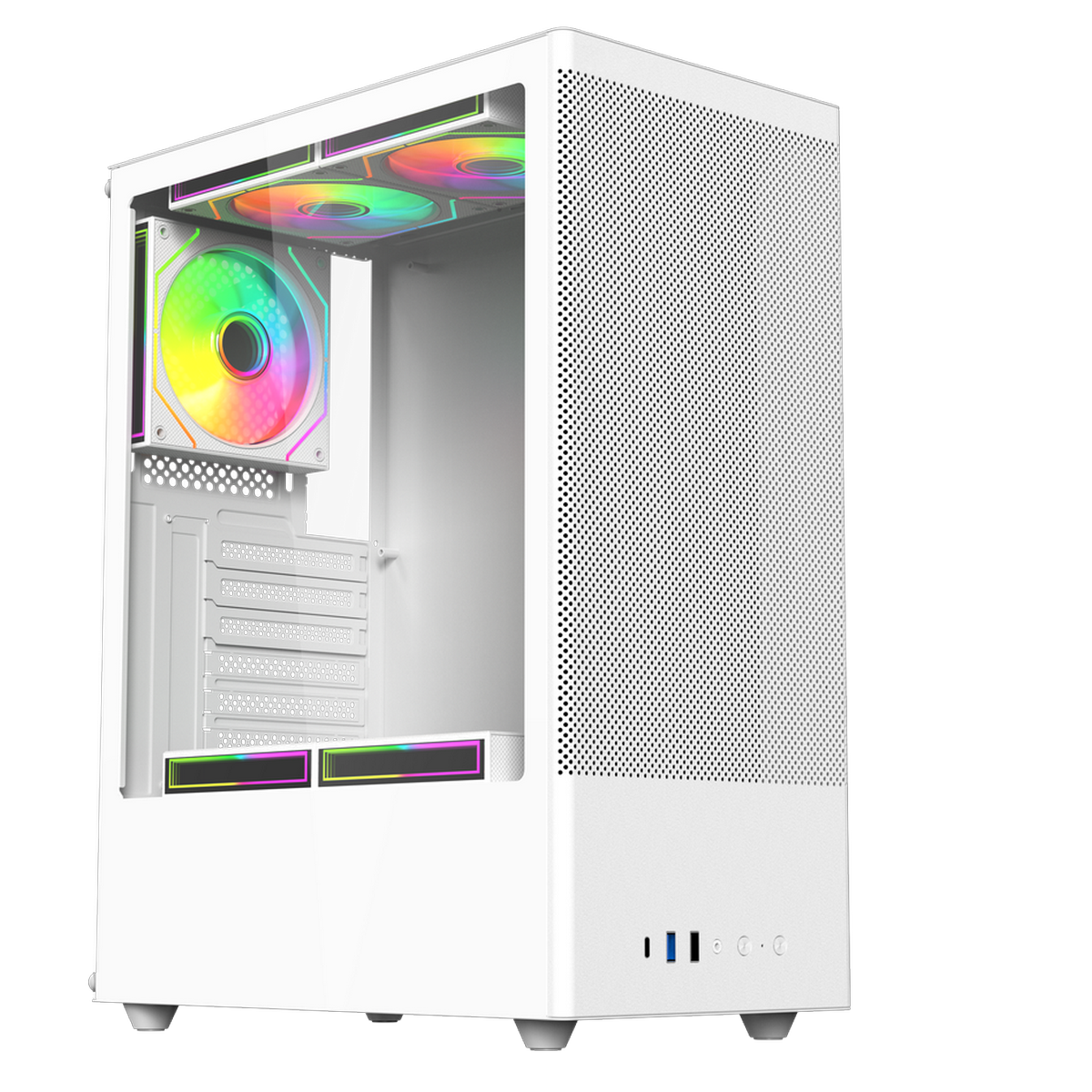 Корпус для ПК ACD Citadel 108W ATX, Type-C + 2XUSB ports + HD audio combo, Mesh, TG, White.