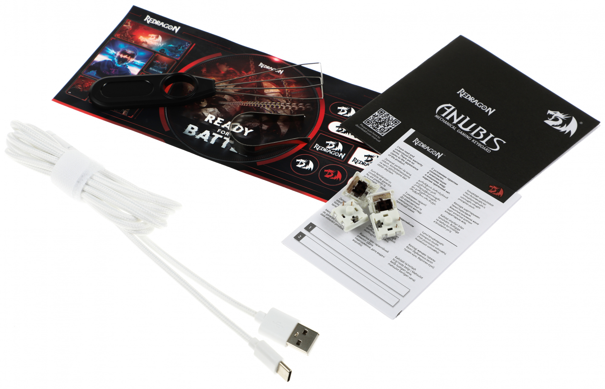 Клавиатура Redragon Anubis механическая белый USB беспроводная BT/Radio slim Multimedia for gamer дл