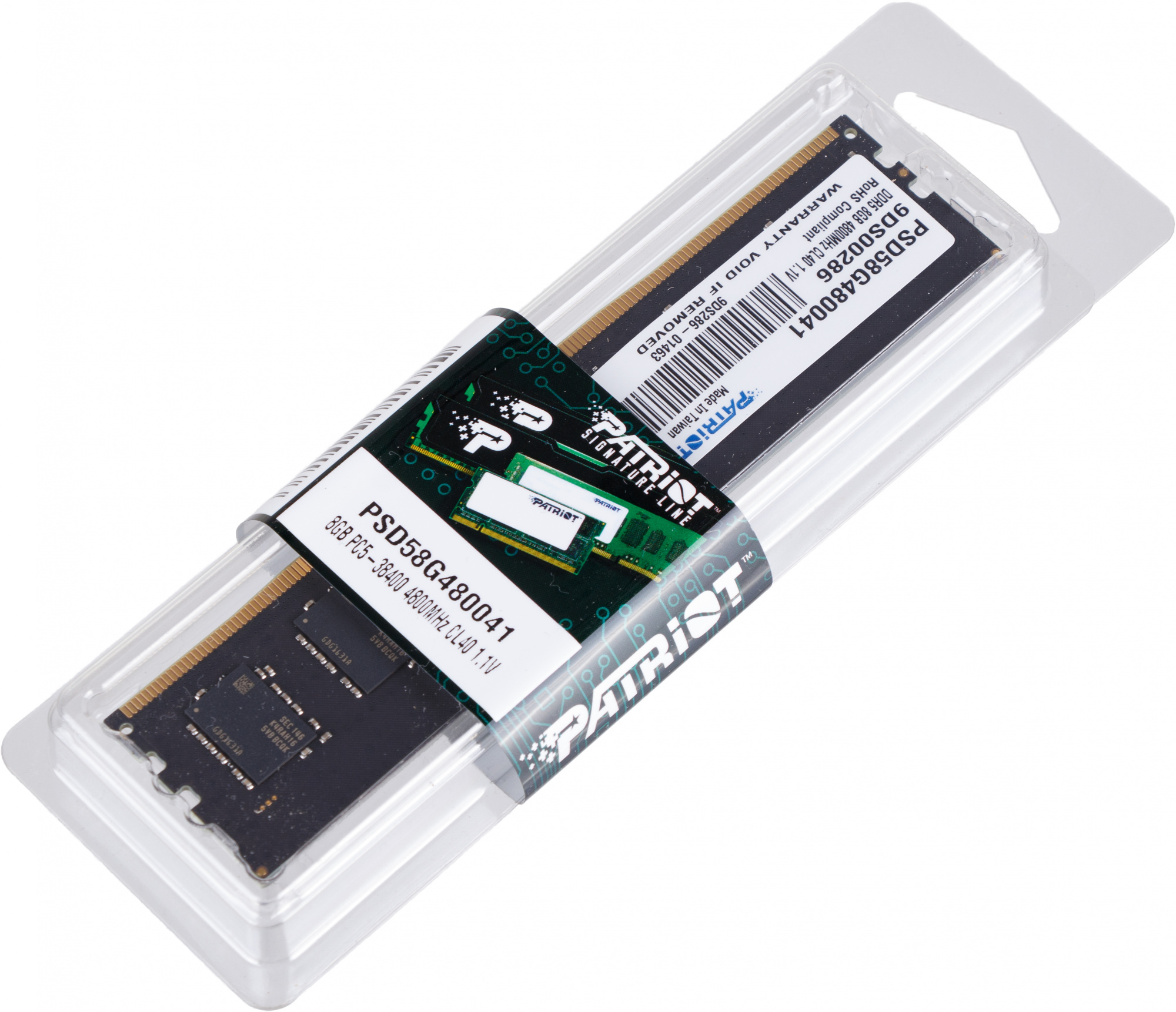 Память DDR5 8GB 4800MHz Patriot PSD58G480041 Signature RTL PC5-38400 CL40 DIMM 288-pin 1.1В single r