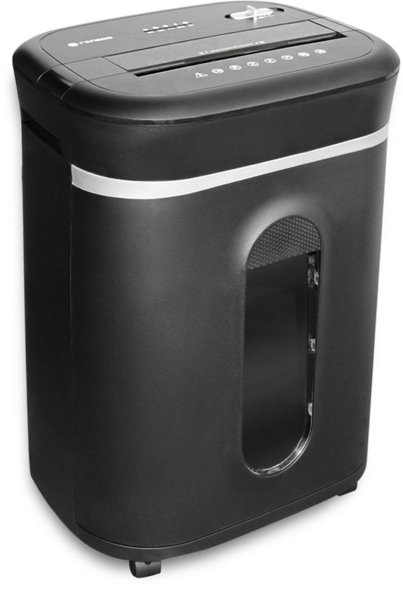 Шредер Heleos УМ28-4 черный/серебристый (секр.P-4) фрагменты 17лист. 28лтр. скрепки скобы пл.карты C