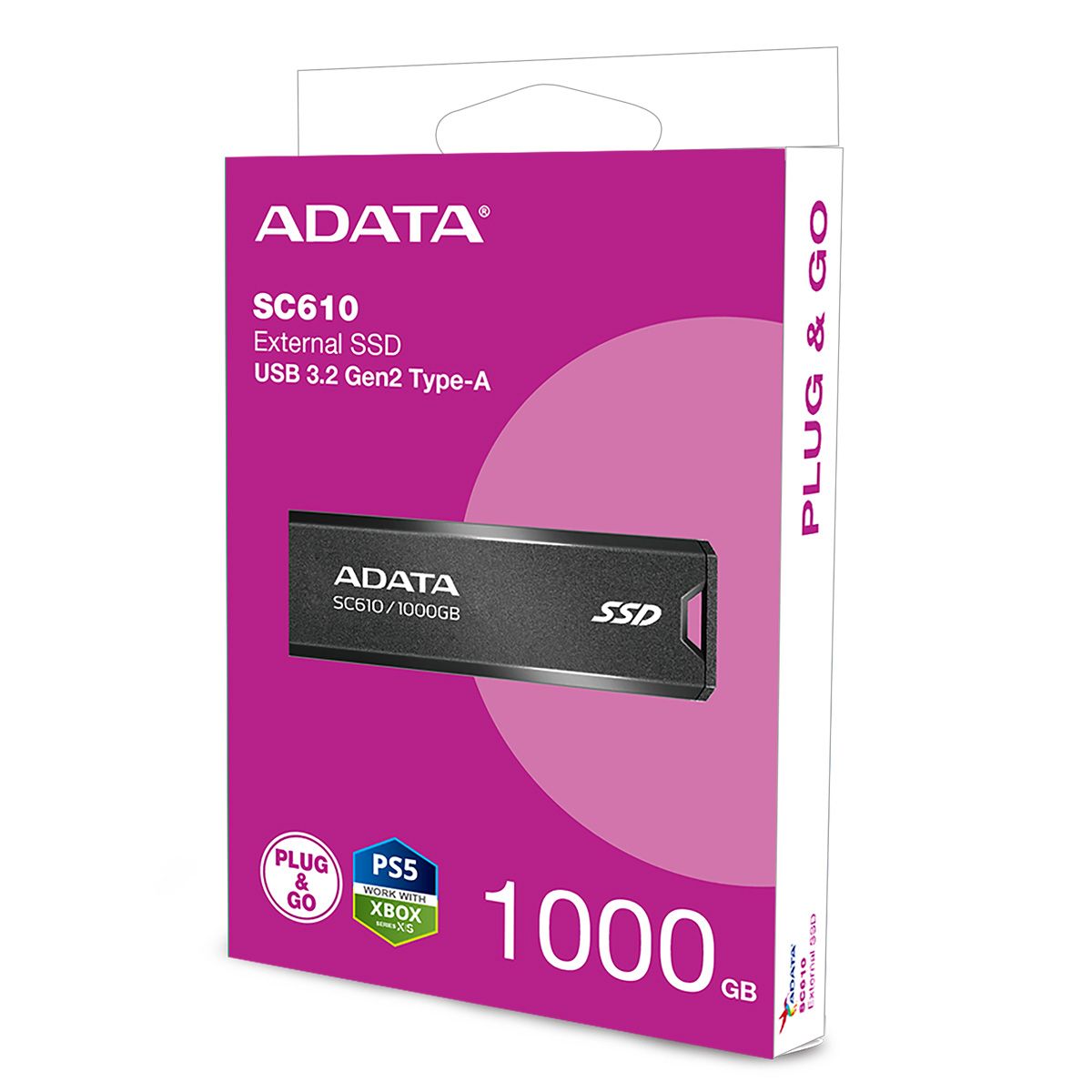 Твердотельный накопитель SSD ADATA SC610 1TB Black External   USB 3.2 Gen2, 550/500 RTL