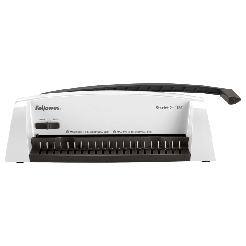Fellowes® Переплетчик STARLET 2+ на пластиковую пружину, сшивает до 120 лст., перфорирует 12 лст.
