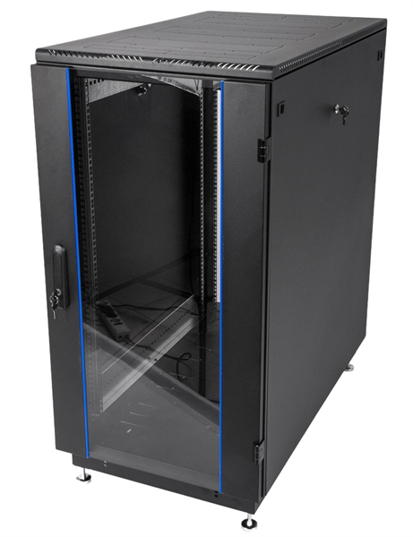 Шкаф ЦМО Шкаф телекоммуникационный напольный 24U (600  1000) дверь стекло, чёрный