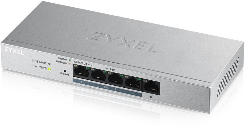 Коммутатор Zyxel GS1200-5HPV2-EU0101F (L2) 5x1Гбит/с 4PoE+ 60W управляемый