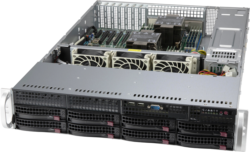Корпус Supermicro SuperChassis 2U 825BTQC-R1K23LPB/HDD(8)LFF+opt.fix.HDD(2)LFF+opt.HDD(2)SFF/7xLP/2x