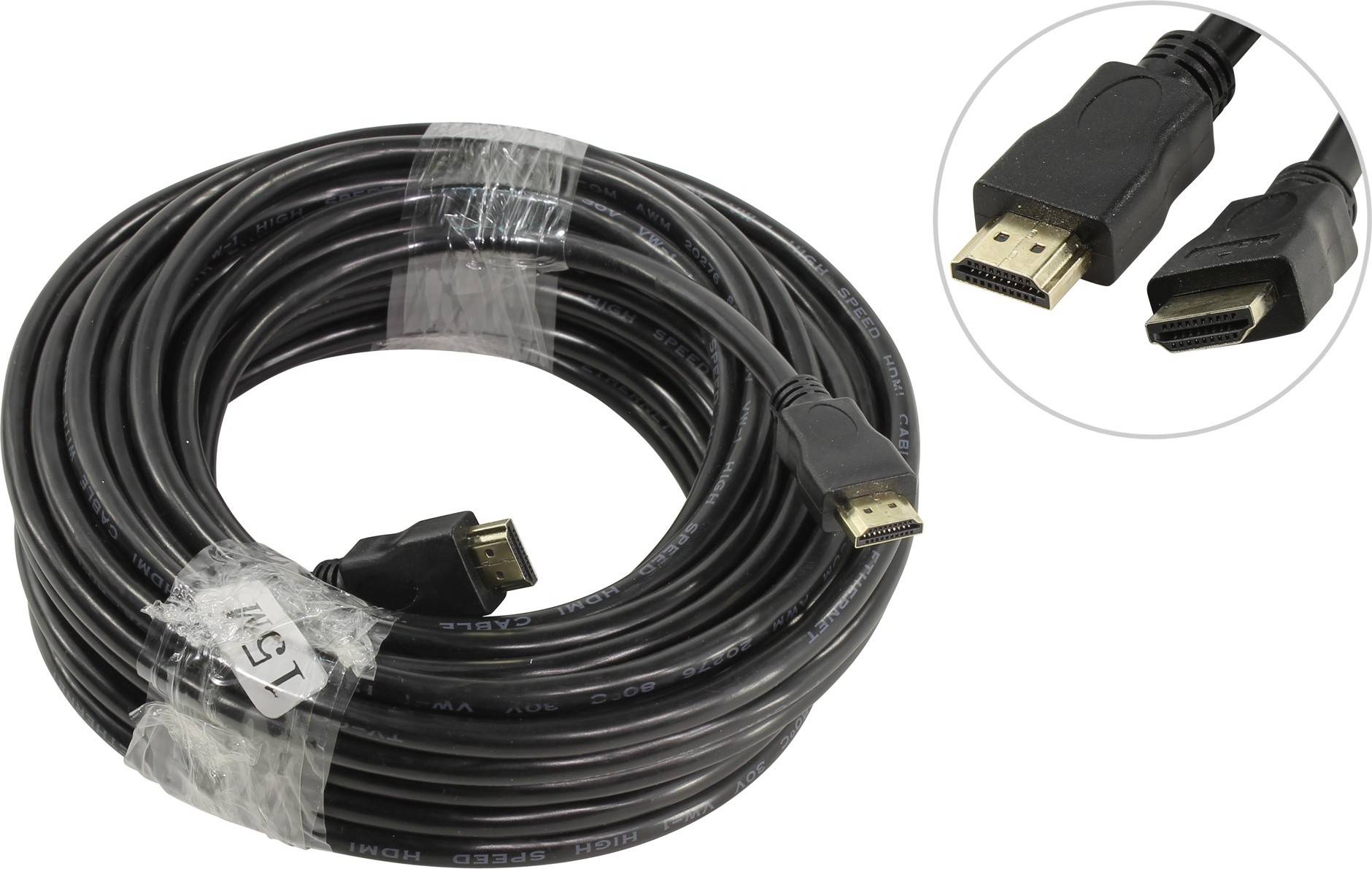 Кабель цифровой TV-COM HDMI19M to HDMI19M, V1.4+3D, 15m