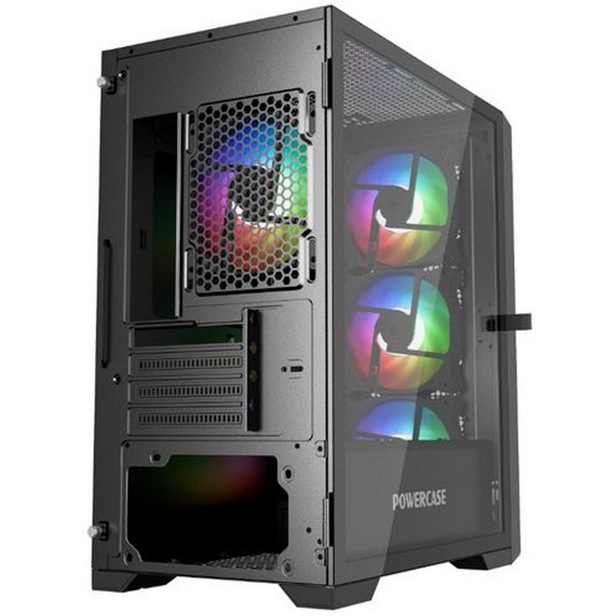 Корпус Powercase Alisio Micro X4B V2, Tempered Glass, 4х 120mm ARGB fans, ARGB HUB, чёрный, mATX (CA