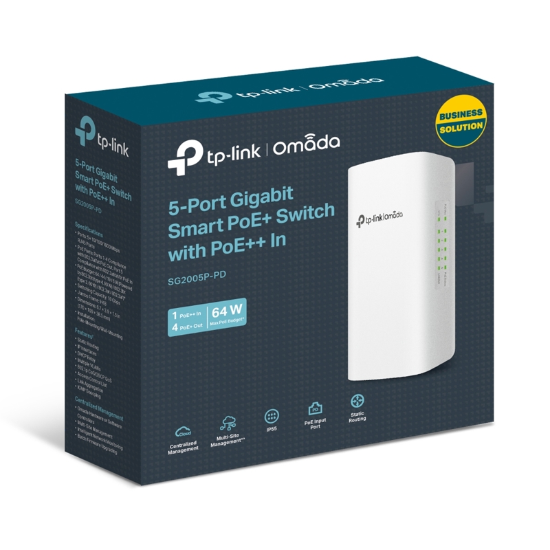 Коммутатор TP-Link SG2005P-PD (L2+) 5x1Гбит/с 4PoE+ 1PoE++ 64W управляемый