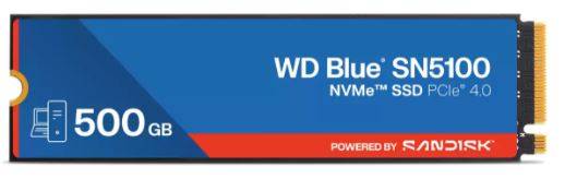 Твердотельный диск 500GB WD Blue SN5100, NVMe, M.2 2280, PCI-E 4x4 [R/W - 6600/5600 MB/s]