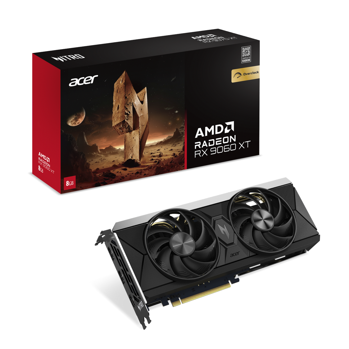 Видеокарта Acer RX9060XT NITRO OC 8GB GDDR6 128bit 2xDP HDMI 2FAN RTL