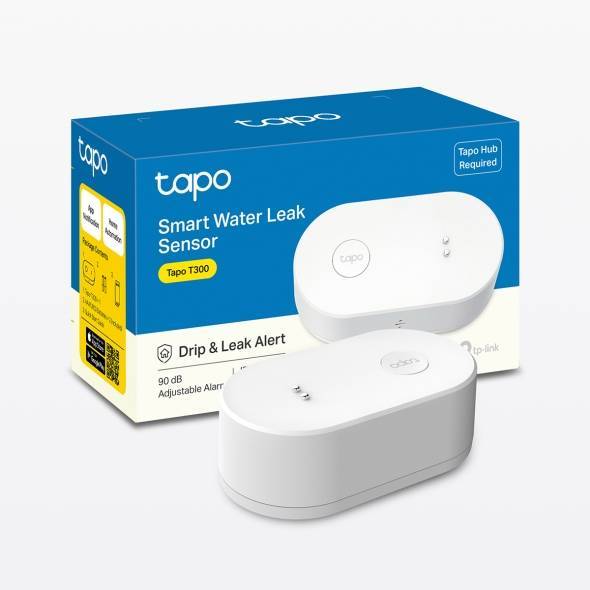 TP-Link Tapo T300 Датчик протечки воды, 868 МГц, питание от двух батареек AAA, звуковой сигнал 90 дБ