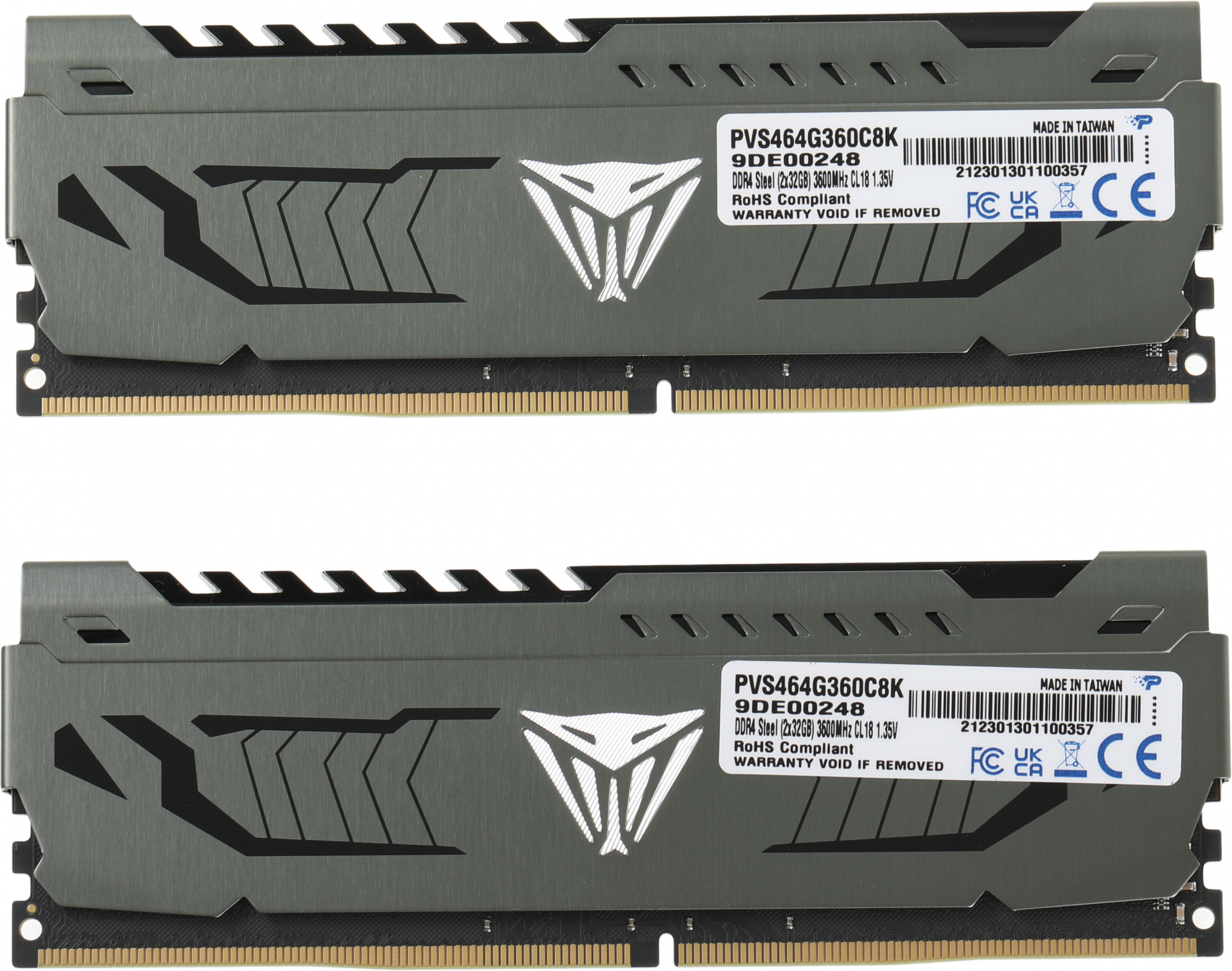 Память DDR4 2x32Gb 3600MHz Patriot PVS464G360C8K Viper Steel RTL Gaming PC4-28800 CL18 DIMM 288-pin 