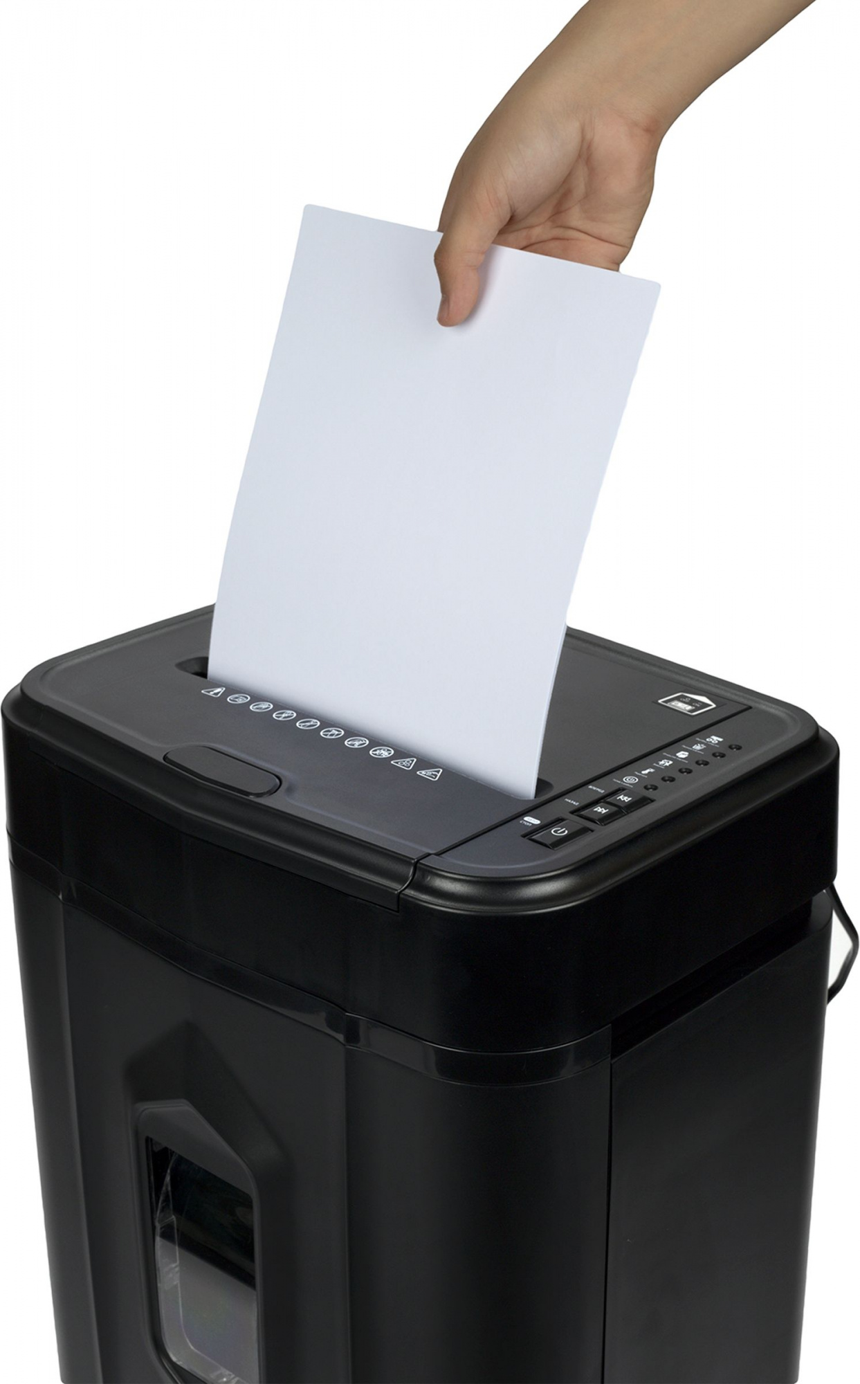 Шредер Heleos АП20-4 черный с автоподачей (секр.P-4) фрагменты 131лист. 20лтр. скрепки скобы пл.карт