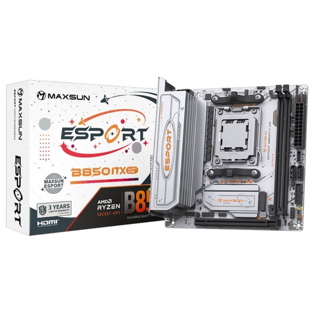Материнская плата Maxsun MS-eSport B850ITX WIFI ICE B850, AM5, 2*DDR5, 1*PCIEx16, 1*PCIEx1, 2*M.2, 6