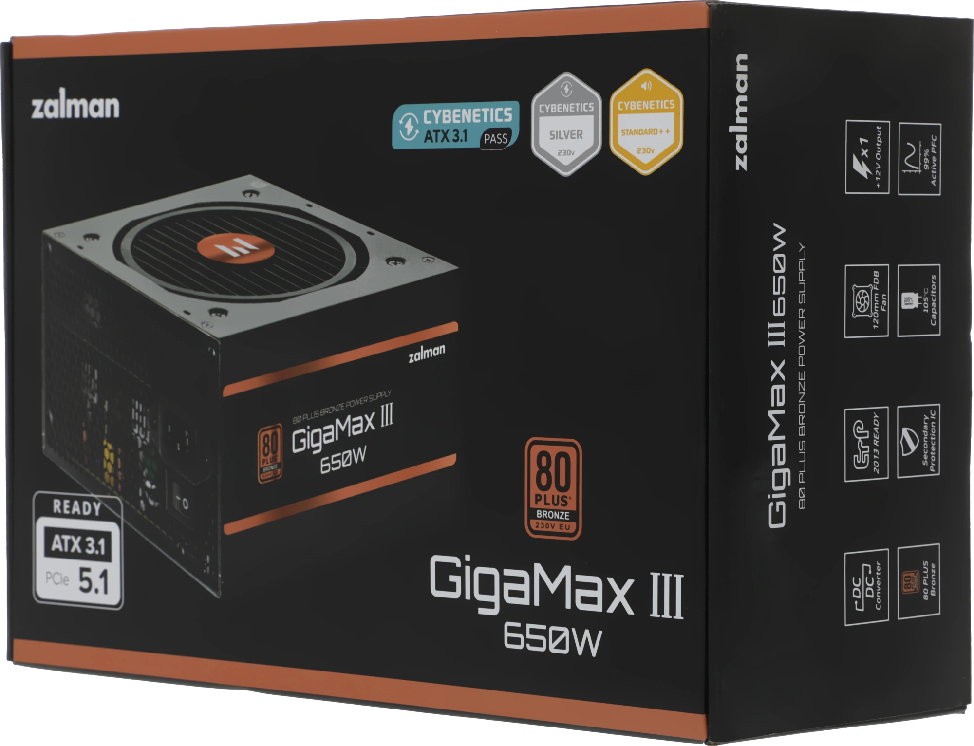 Блок питания Zalman ATX 650W ZM650-GV3 Gen.5 80+ bronze (20+4pin) APFC 120mm fan 6xSATA RTL